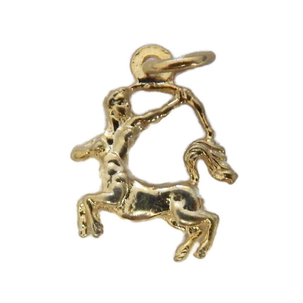 Sagittarius Horoscope Zodiac Sign. 14k Yellow Gold.